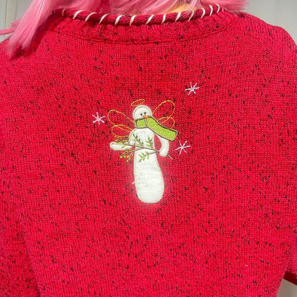 Christopher & Banks Embroidered Holiday Pullover Snowman Sweater Red XL - Picture 12 of 15